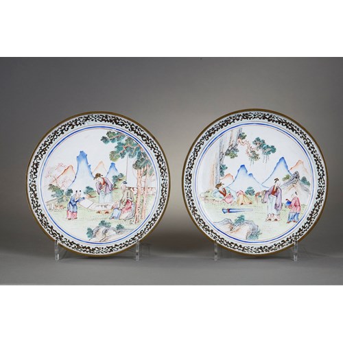 Two dish Canton enamels on copper